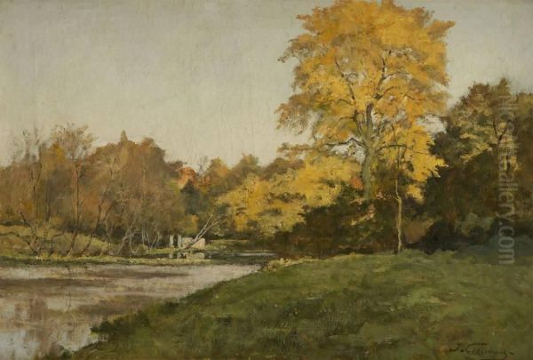 Les Etangs De Robiano Atervuren Oil Painting by Joseph Theodore Coosemans