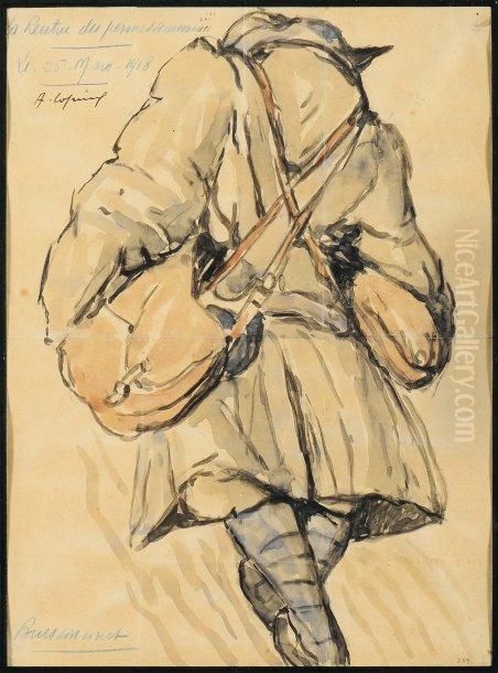 La Rentree Du Permissionnaire Oil Painting by Albert Copieux