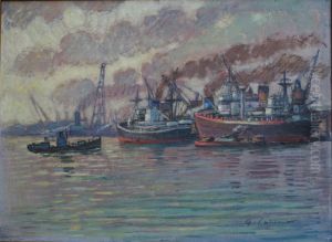 Cargos A Quai Dans Le Port Du Havre