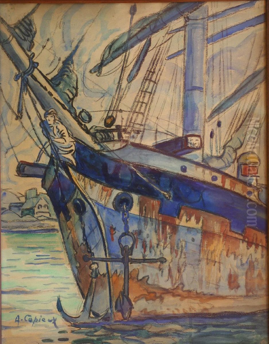 Etrave De Voilier Oil Painting by Albert Copieux