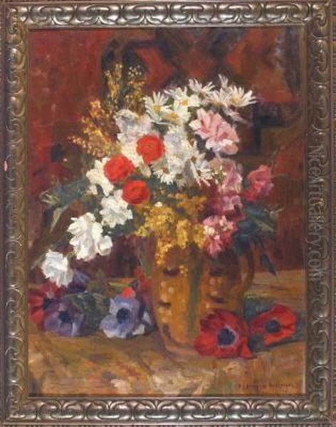Bunter Sommerblumenstraus Im Henkelkrug Oil Painting by Katharina Correggio