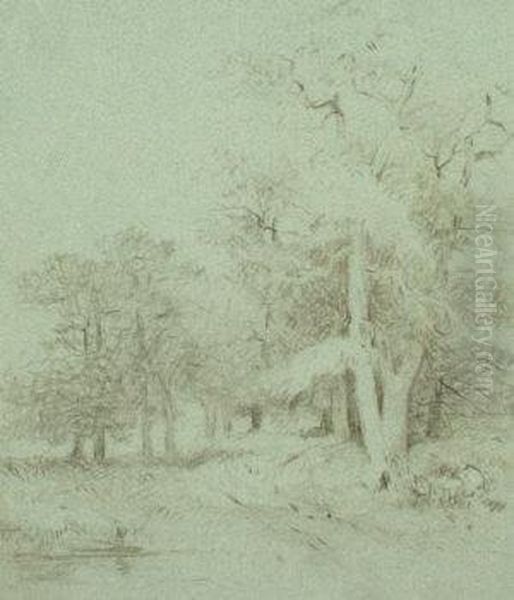 Wooded Landscape Oil Painting by Miles Edmund Cotman