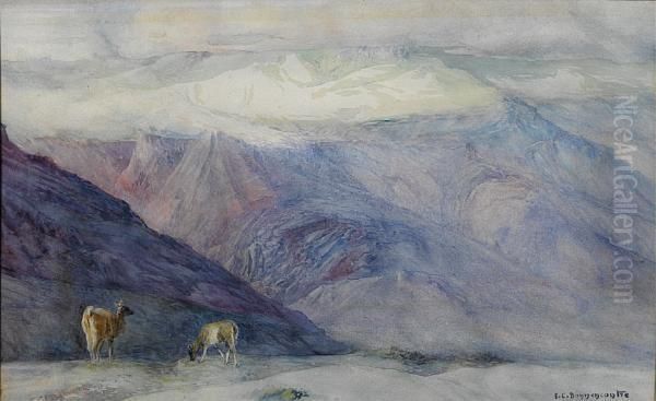 A Mountain Pass Oil Painting by Ernest Courtois De Bonnencontre
