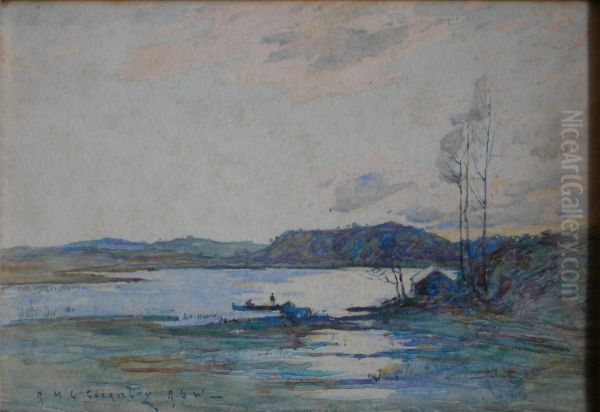 Boat Fishing In A Loch Oil Painting by Robert Mcgown Coventry