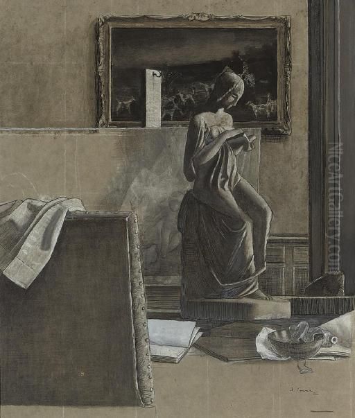 The Studio Oil Painting by James Cowie