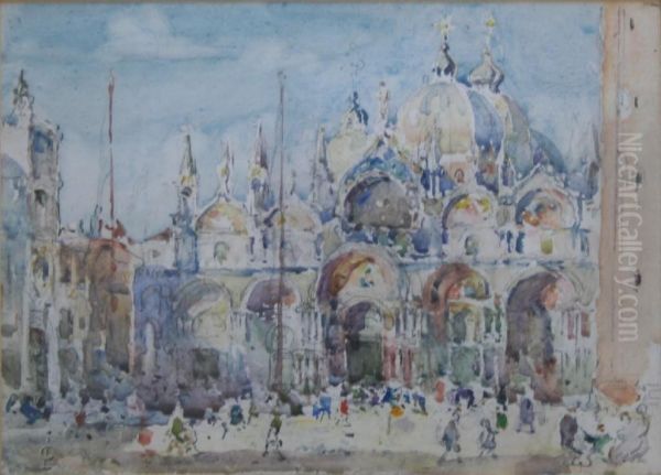 Piazza San Marco, Venice Oil Painting by Lionel Townsend Crawshaw