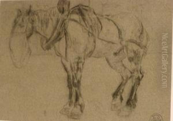 Cheval Harnache Oil Painting by Suzanne Crepin