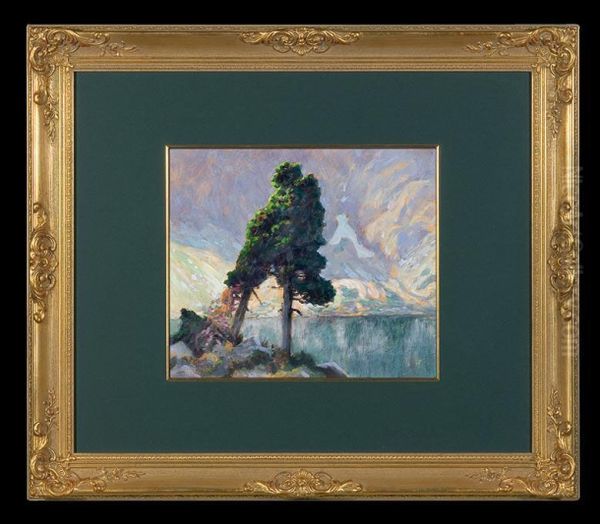 Trees Over Lake In Tatras Oil Painting by Zefiryn Cwiklinski