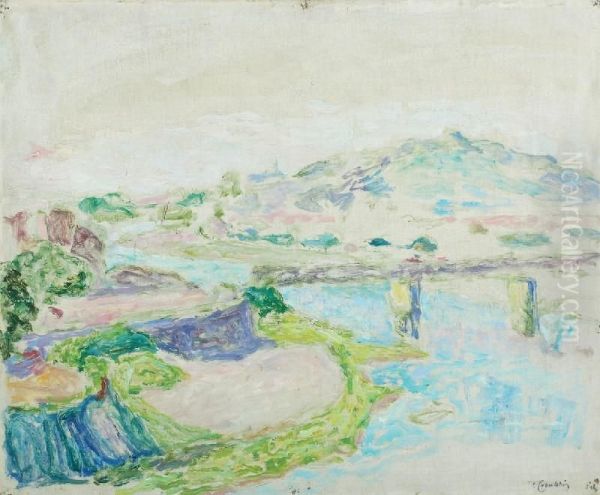 Pejzaz Nadrzeczny Oil Painting by Tadeusz Cybulski