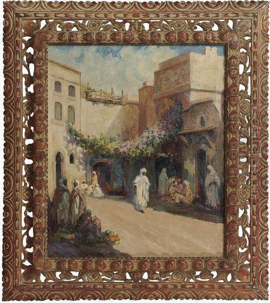 Scene Animee A Alger Oil Painting by Ralph Czikan