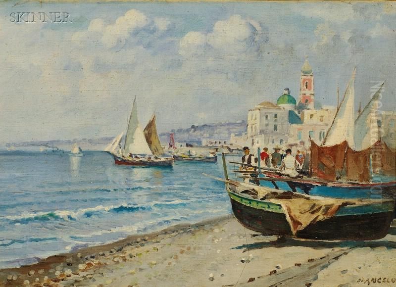 Fishing Vessels Oil Painting by Pasquale D'Angelo