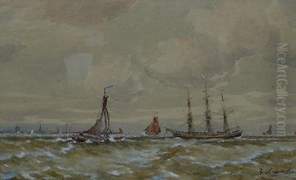 Sailing Vessels Of The Coast Oil Painting by Frederick Dade