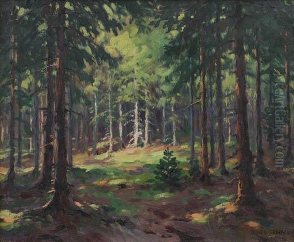 Toadstools Oil Painting by Frantisek Danek-Sedlacek