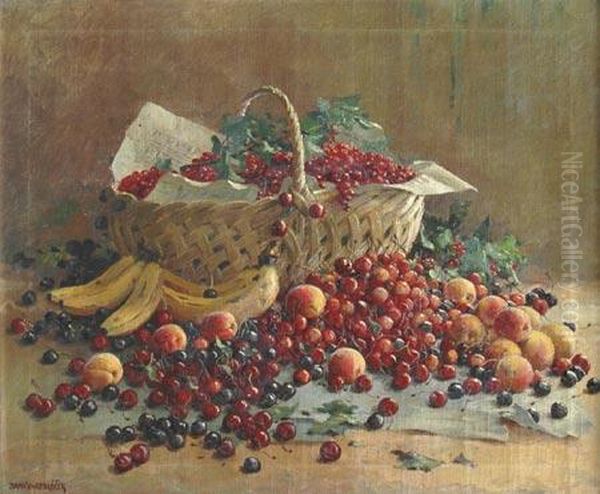 Still Life With Fruits Oil Painting by Frantisek Danek-Sedlacek