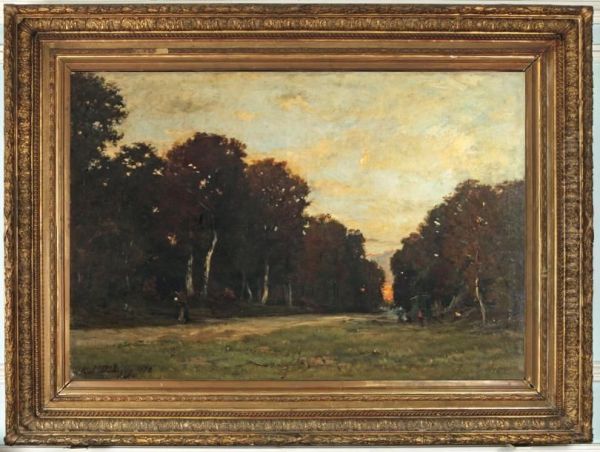 Paysage Au Crepuscule Oil Painting by Karl Pierre Daubigny