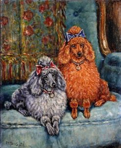 Two Poodles Seated