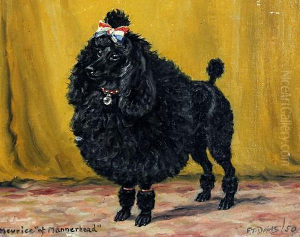 'meurice Of Mannerhead', A Poodle Oil Painting by Thomas C. S. Benham