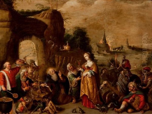 Las Tentaciones De San Antonio Oil Painting by Cornelis de Baellieur