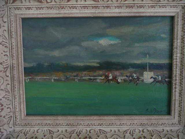 L Hippodrome Oil Painting by Pierre Mitiffiot De Belair