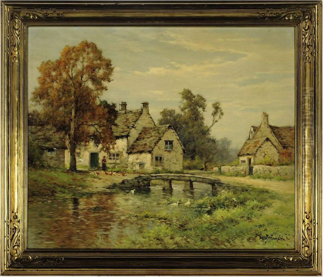 The Cotswolds, October Morning At Lower Slaughter Oil Painting by Alfred Fontville De Breanski