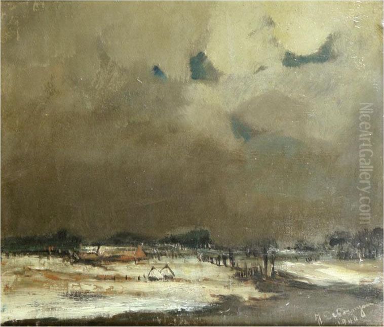 Winter River Landscape Oil Painting by Joris De Bruyne
