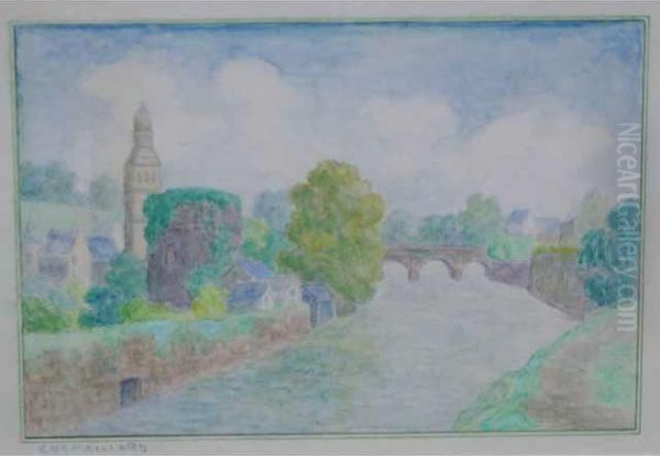 La Riviere De Quimperle Oil Painting by Ernest Ponthier De Chamaillard