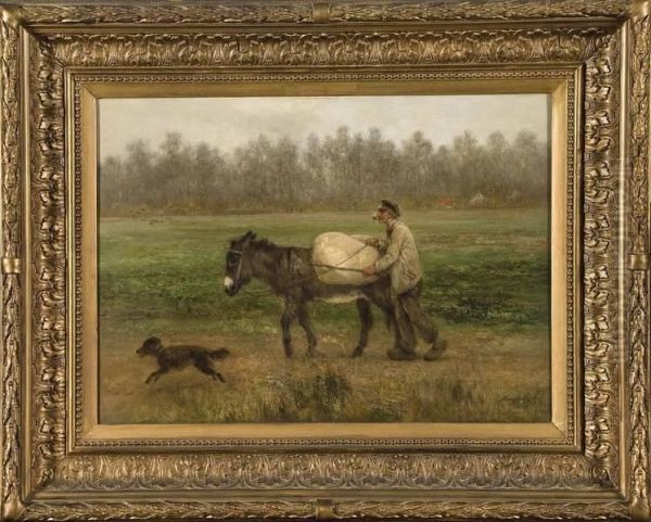 Vieux Paysan Et Son Ane Oil Painting by Xavier De Cock
