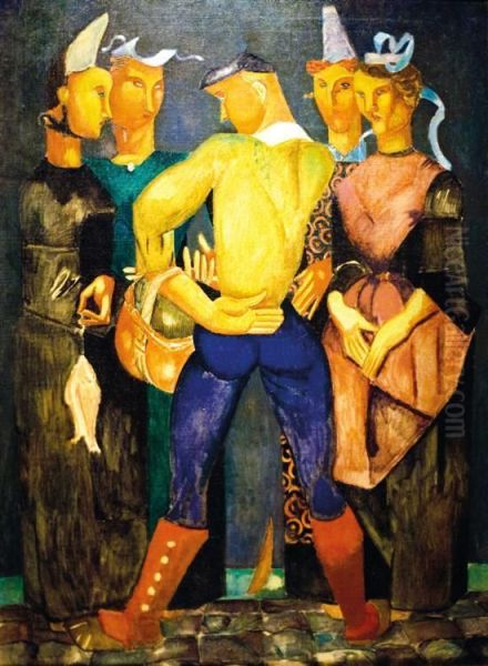 Scene Bretonne Oil Painting by Pedro Luiz De Correia