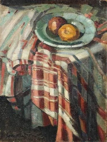 Nature Morte Sur Un Coin De Table, 1917. Oil Painting by Stanislawa De Karlowska