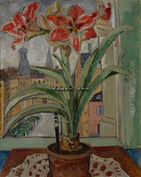 Oppstilling I Vinduskarm Oil Painting by Julie Holmberg De Krohn