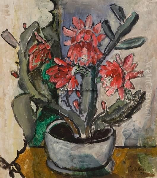 Blomster I Potte Oil Painting by Julie Holmberg De Krohn
