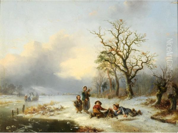 A Cold Morning; Summer Oil Painting by Alexis de Leeuw
