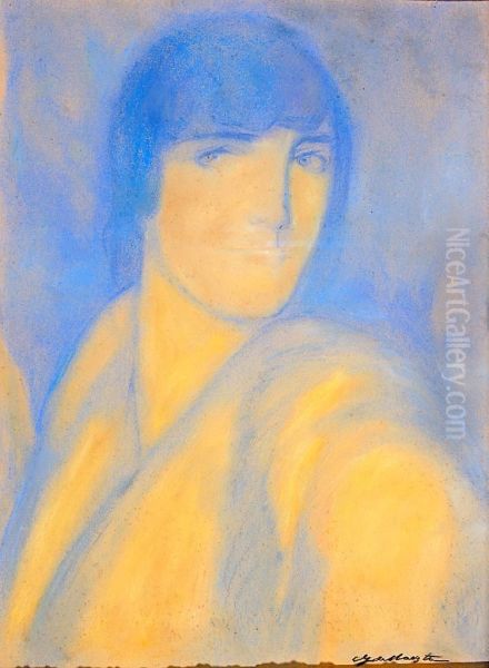 Una Joven Oil Painting by Gustavo De Maeztu