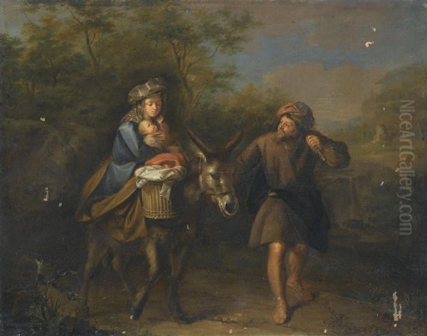 The Flight Into Egypt Oil Painting by Karel De Moor