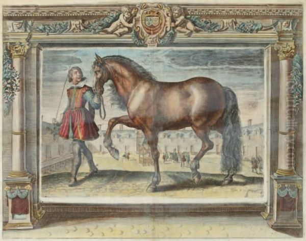 l'instruction Du Roy En L'exercice De Monter A Cheval Oil Painting by Crispijn I De Passe