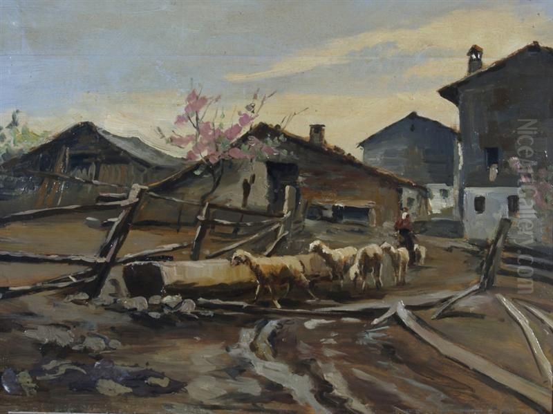 Pecore Oil Painting by Michele De Simone