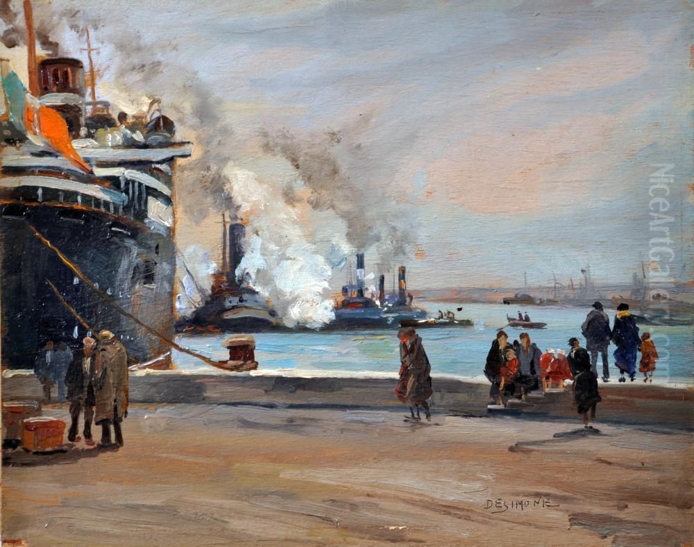 Porto Di Napoli Oil Painting by Michele De Simone