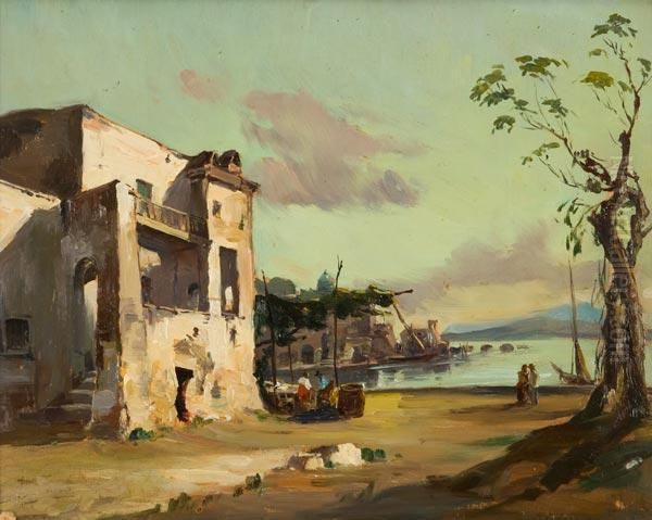Marina Nei Pressi Di Napoli Oil Painting by Michele De Simone
