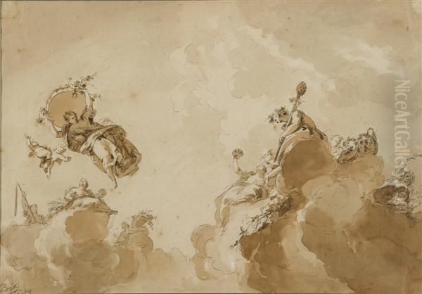 Le Triomphe De Flore, Projet De Plafond Oil Painting by Jacob de Wit