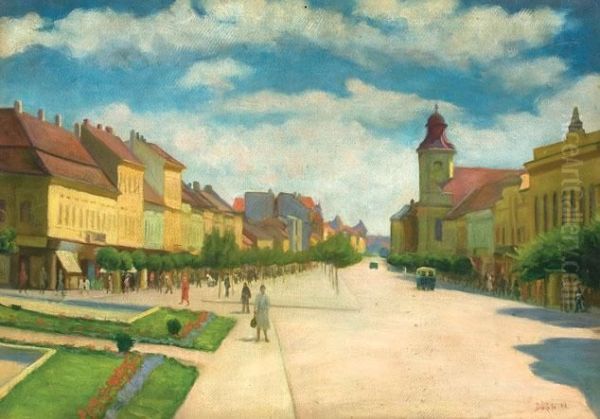 Promenada Prin Cluj Oil Painting by Nandor Deak