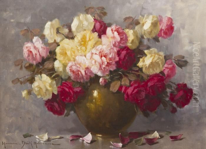 Floral Still Life Oil Painting by Adrienne Hermine Deak-Henczne
