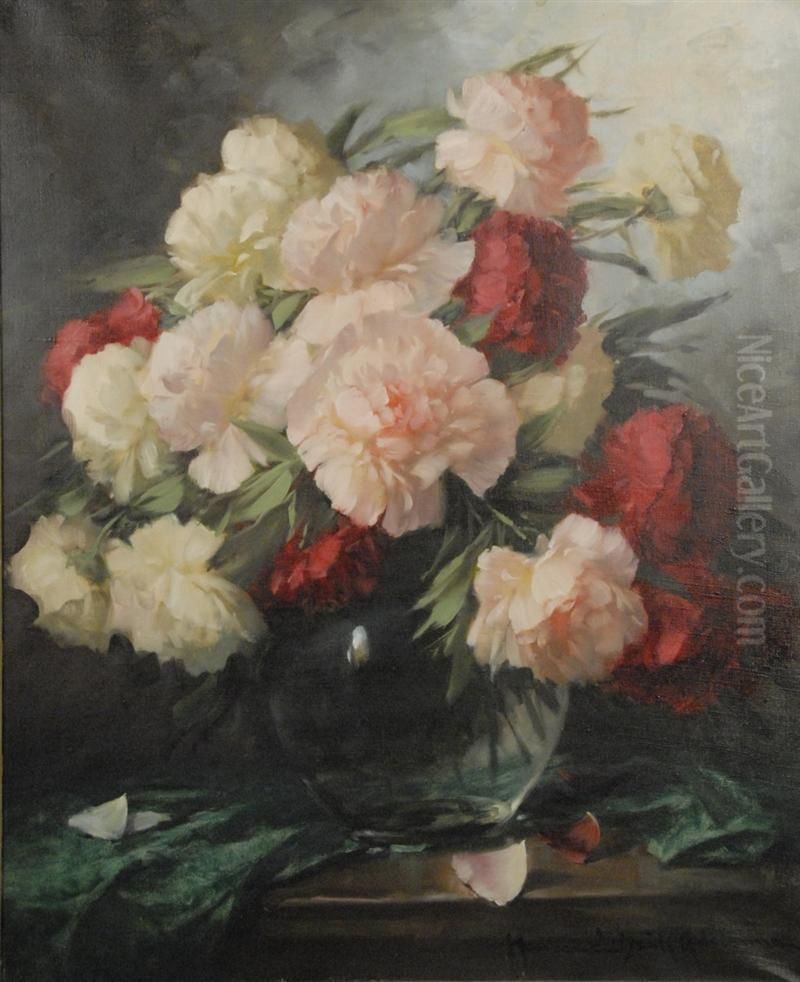 Peonies Oil Painting by Adrienne Hermine Deak-Henczne