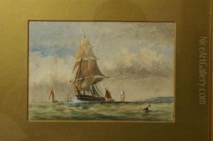 Sailing Ships In Full Sail, Off The Coast