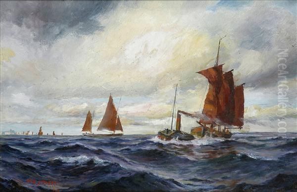Sail And Steam Off The Coast Oil Painting by William Edward James Dean