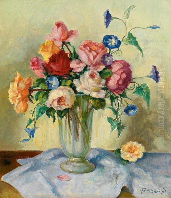 Bunter Rosenstraus Mit Winden Oil Painting by Maria Debus-Digneff