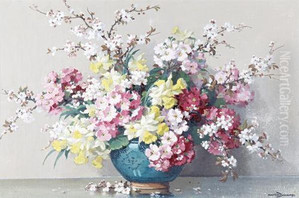 Still Life Of Spring Flowers Oil Painting by Maurice Decamps