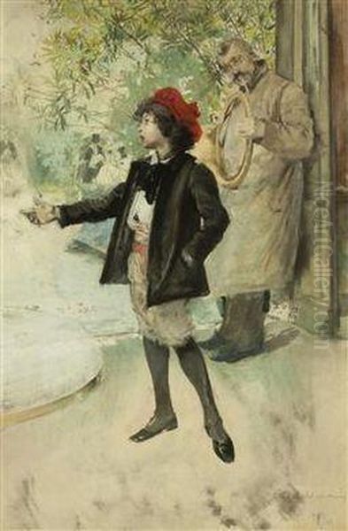 The Little Singer Oil Painting by Jan Dedina