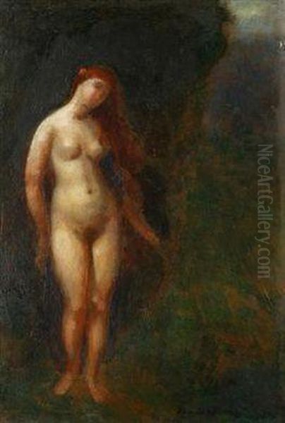 A Nude Girl Oil Painting by Jan Dedina