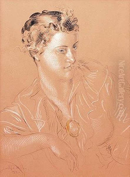 Portrait Of A Girl Oil Painting by Jan Dedina
