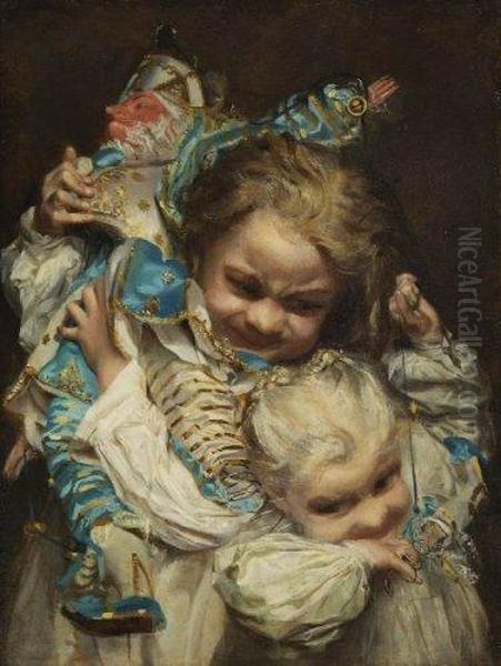 Le Polichinelle Oil Painting by Jules A.Patrouillard Degrave